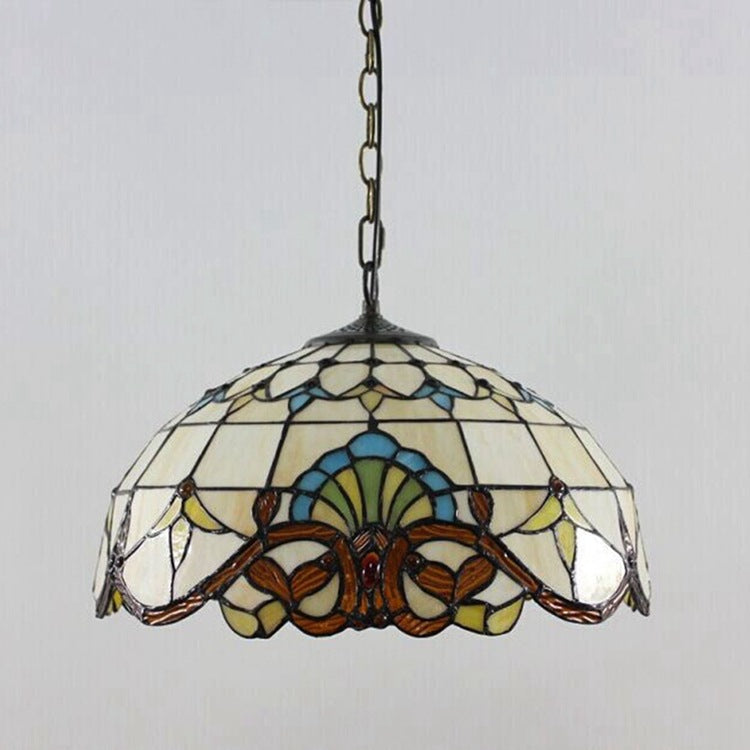 Abat-jour en verre teinté fleur baroque traditionnel Tiffany Dome Fer Suspension 1 lumière pour salon 