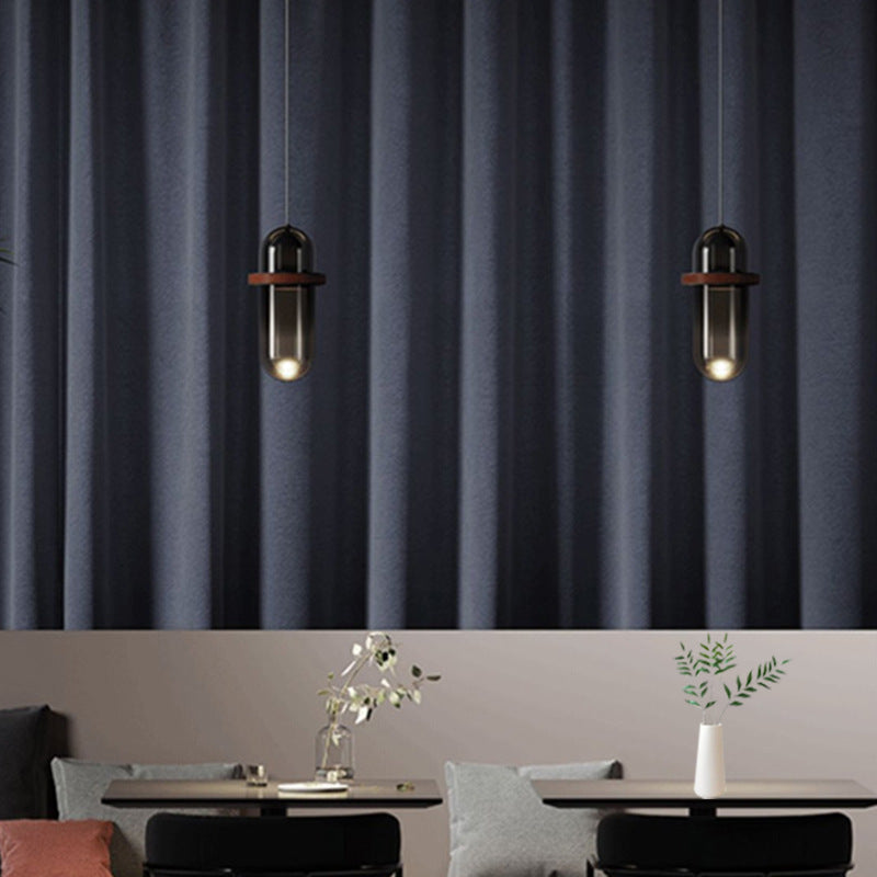 ضوء قلادة LED من الحديد والزجاج المتدرج الأسطواني البسيط الحديث لغرفة النوم 