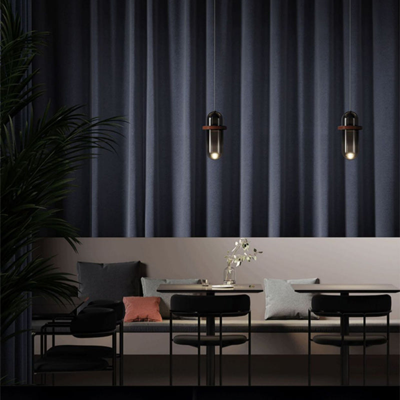 ضوء قلادة LED من الحديد والزجاج المتدرج الأسطواني البسيط الحديث لغرفة النوم 