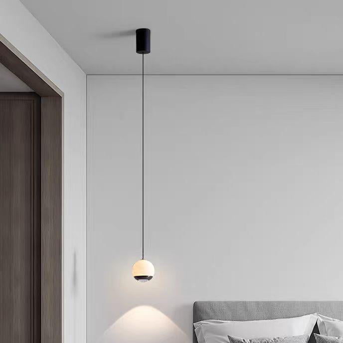 Suspension LED en aluminium et marbre avec globe minimaliste moderne pour chambre 
