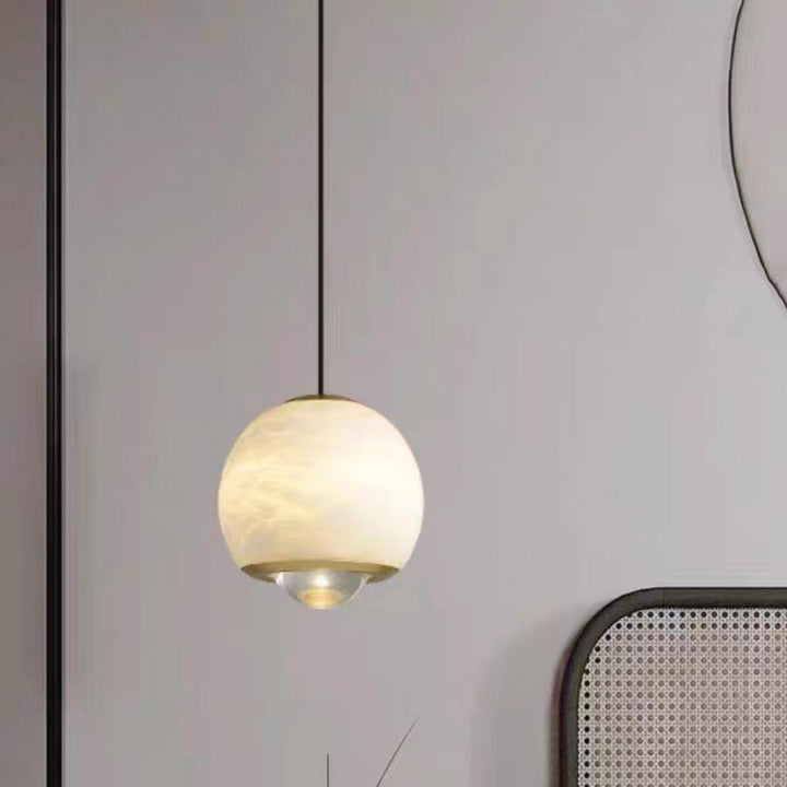 Suspension LED en aluminium et marbre avec globe minimaliste moderne pour chambre 