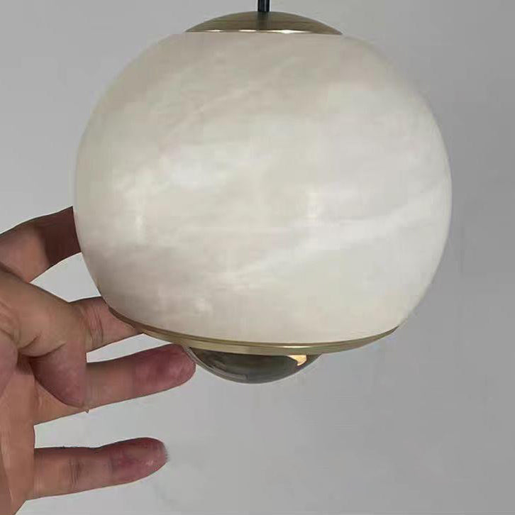 Suspension LED en aluminium et marbre avec globe minimaliste moderne pour chambre 