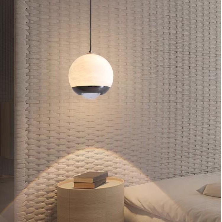 Suspension LED en aluminium et marbre avec globe minimaliste moderne pour chambre 