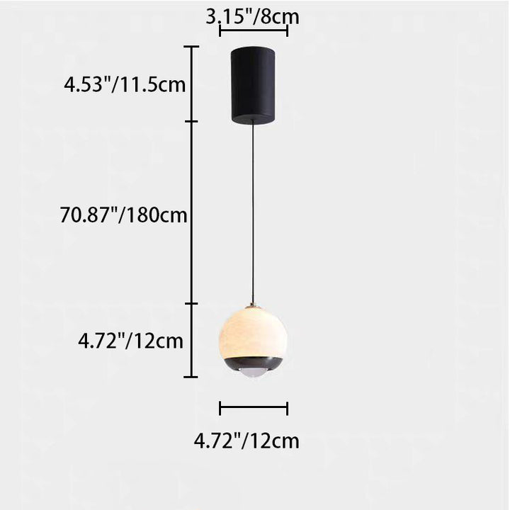 Moderne minimalistische Globus-Marmor-Aluminium-LED-Pendelleuchte für das Schlafzimmer 
