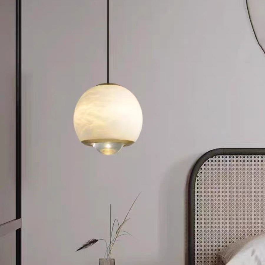 Suspension LED en aluminium et marbre avec globe minimaliste moderne pour chambre 