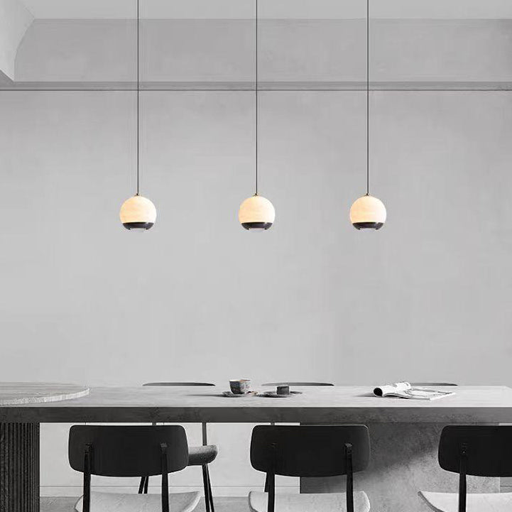 Suspension LED en aluminium et marbre avec globe minimaliste moderne pour chambre 