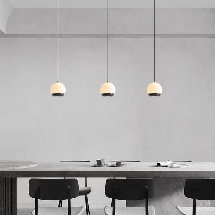 Suspension LED en aluminium et marbre avec globe minimaliste moderne pour chambre 