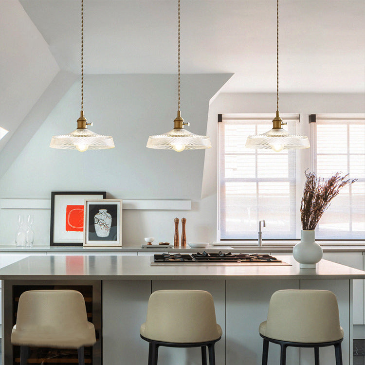 モダンミニマリストラウンドフラワーコーンブラスガラス1ライトペンダントリビングルーム用 