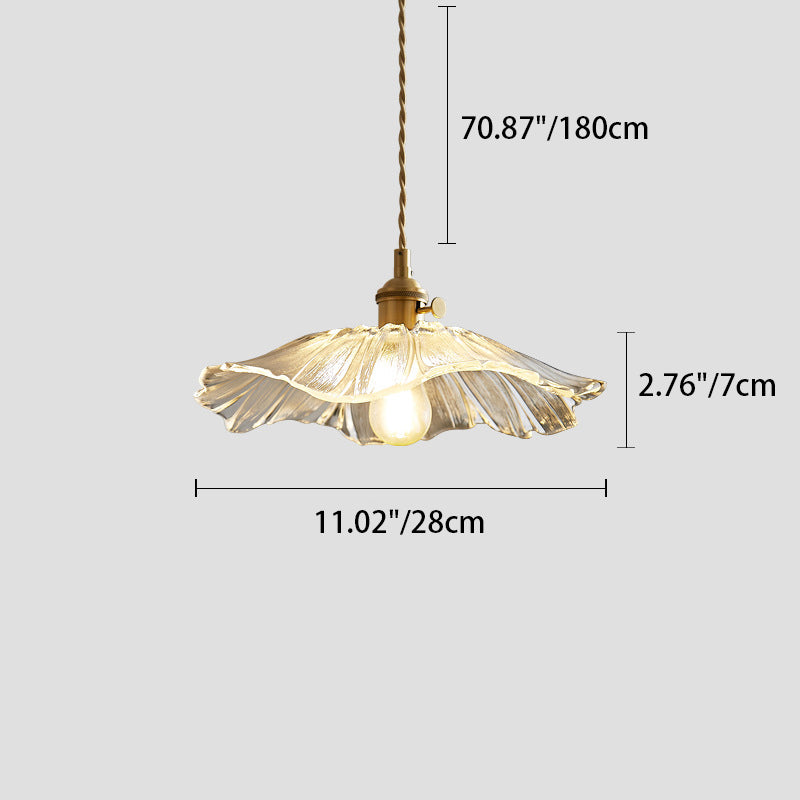 Suspension moderne minimaliste en laiton avec cône de fleurs rond en verre à 1 lumière pour salon 