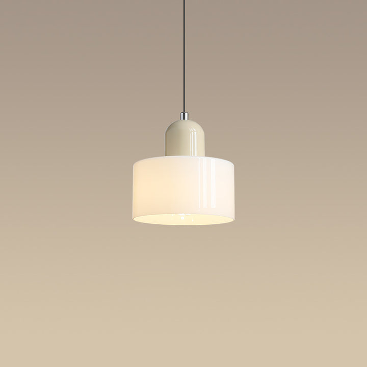 Lustre suspendu moderne minimaliste en cylindre rond en fer et verre à 1 lumière pour chambre 