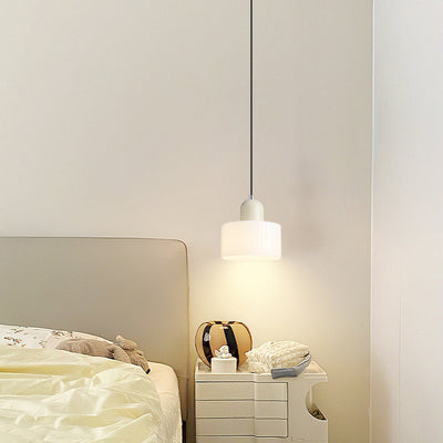 モダンミニマリストラウンドシリンダーアイアングラス1ライトペンダントライトベッドルーム用 