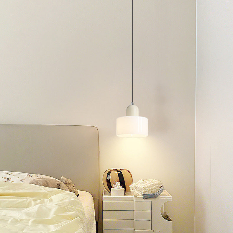 モダンミニマリストラウンドシリンダーアイアングラス1ライトペンダントライトベッドルーム用 