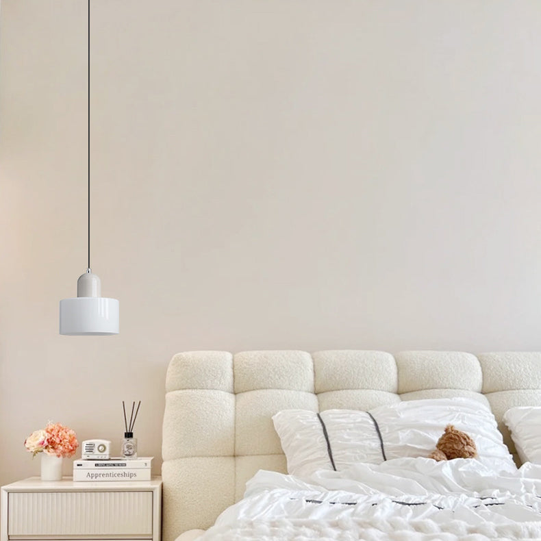 モダンミニマリストラウンドシリンダーアイアングラス1ライトペンダントライトベッドルーム用 