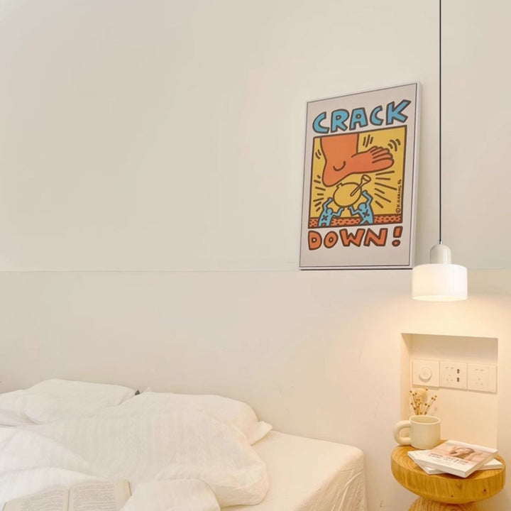 Lustre suspendu moderne minimaliste en cylindre rond en fer et verre à 1 lumière pour chambre 