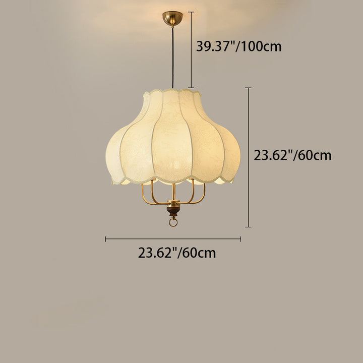 Suspension lumineuse traditionnelle française en forme de fleur ronde en bois massif avec cadre en fer et tissu 4/5 lumières pour salon 