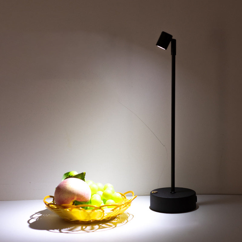 Modern Minimalist Cylindrical Iron PVC LED Table Lamp For Dining Room
