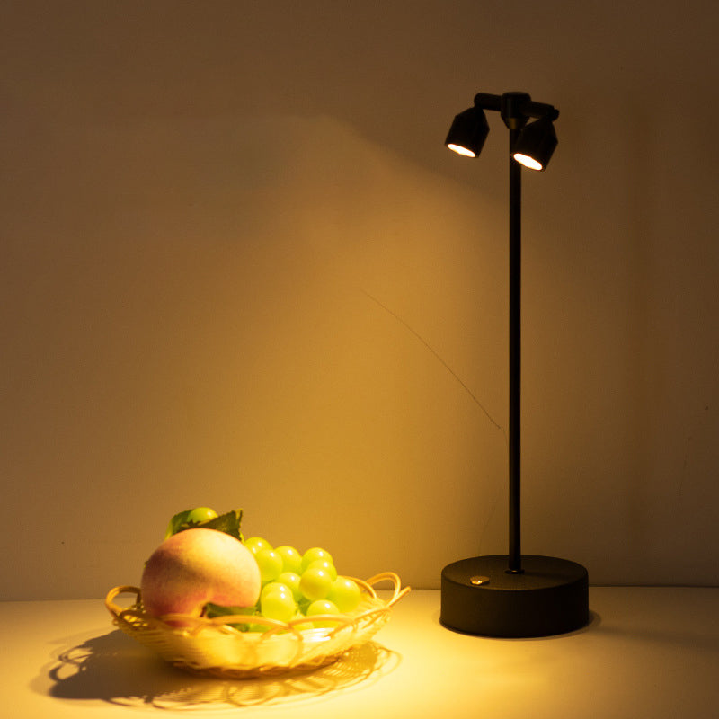 Modern Minimalist Cylindrical Iron PVC LED Table Lamp For Dining Room