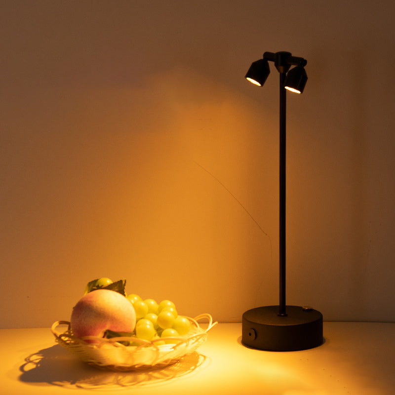 Modern Minimalist Cylindrical Iron PVC LED Table Lamp For Dining Room