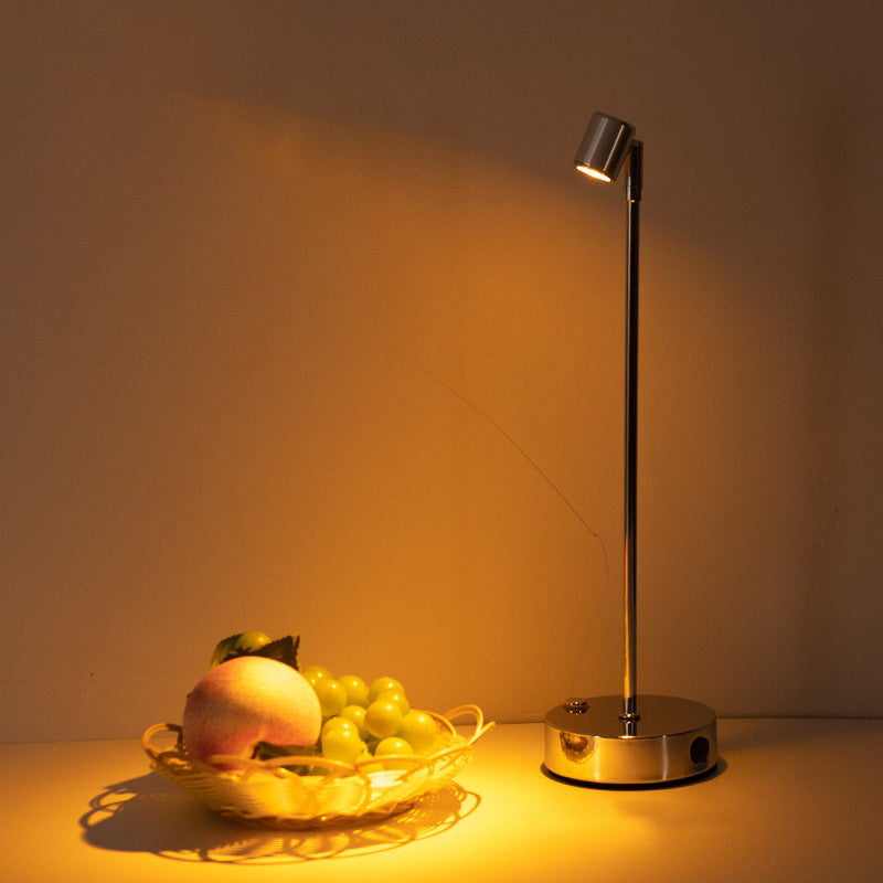 Modern Minimalist Cylindrical Iron PVC LED Table Lamp For Dining Room
