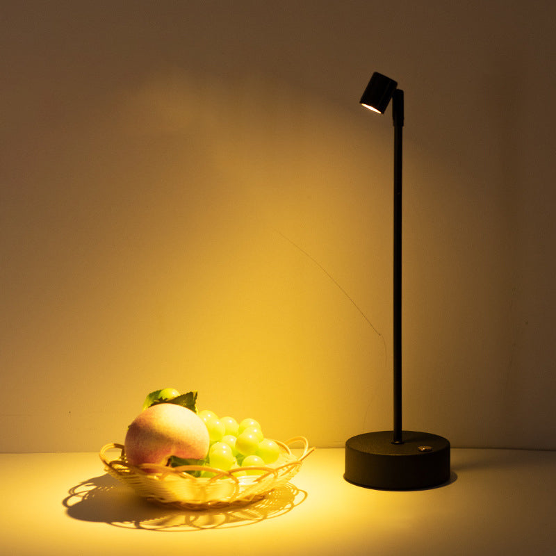 Modern Minimalist Cylindrical Iron PVC LED Table Lamp For Dining Room