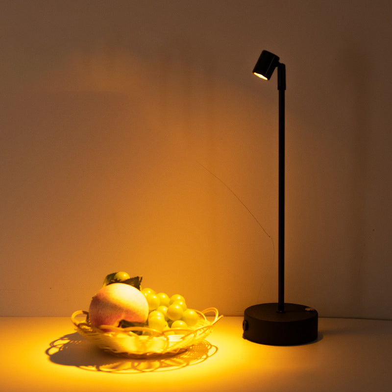 Modern Minimalist Cylindrical Iron PVC LED Table Lamp For Dining Room