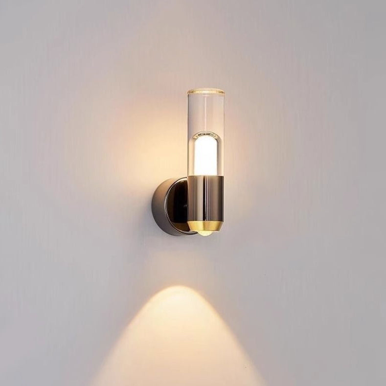Applique murale LED cylindrique moderne en aluminium, fer et acrylique pour chambre à coucher 