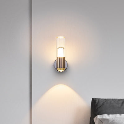 Applique murale LED cylindrique moderne en aluminium, fer et acrylique pour chambre à coucher 