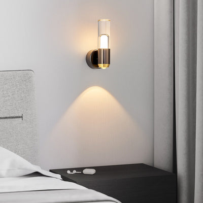 Applique murale LED cylindrique moderne en aluminium, fer et acrylique pour chambre à coucher 