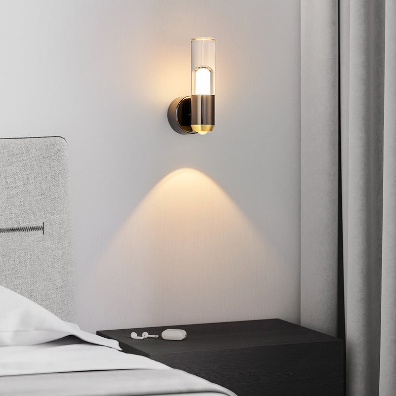 Applique murale LED cylindrique moderne en aluminium, fer et acrylique pour chambre à coucher 