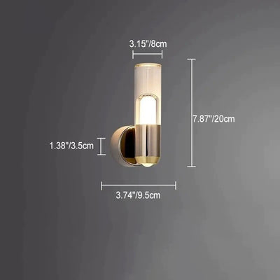 Applique murale LED cylindrique moderne en aluminium, fer et acrylique pour chambre à coucher 