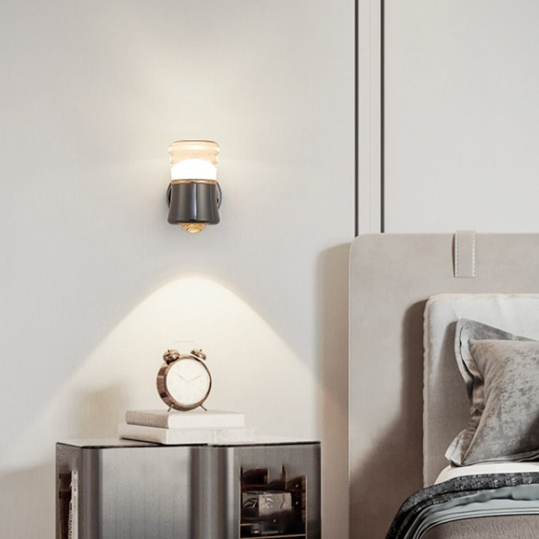 Applique murale LED cylindrique moderne en aluminium, fer et acrylique pour chambre à coucher 