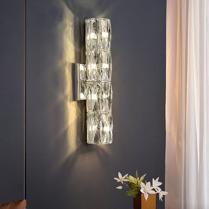 Moderne minimalistische zylindrische Edelstahl-Kristall 2/3/4/6 Licht Wandleuchte für Wohnzimmer 