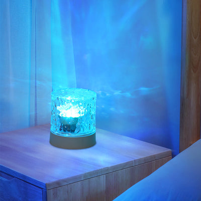 Moderne Art Deco Zylinder Projektion Acryl LED Tischlampe für das Schlafzimmer 