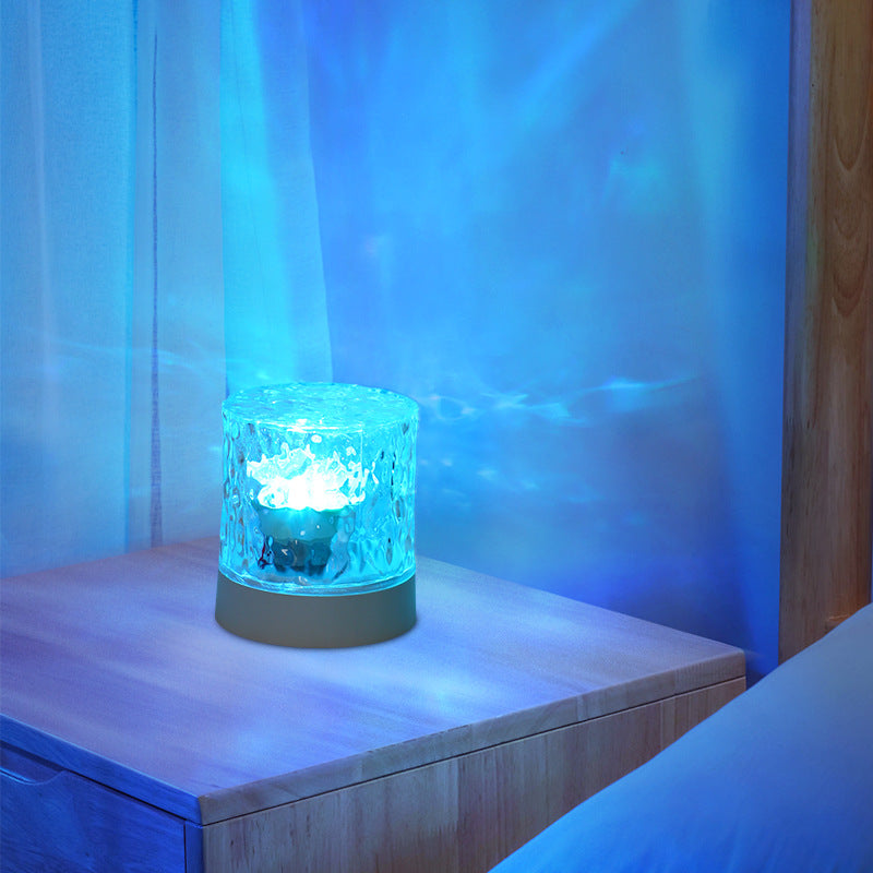 Moderne Art Deco Zylinder Projektion Acryl LED Tischlampe für das Schlafzimmer 