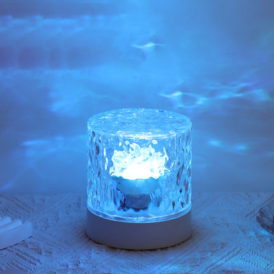 Moderne Art Deco Zylinder Projektion Acryl LED Tischlampe für das Schlafzimmer 