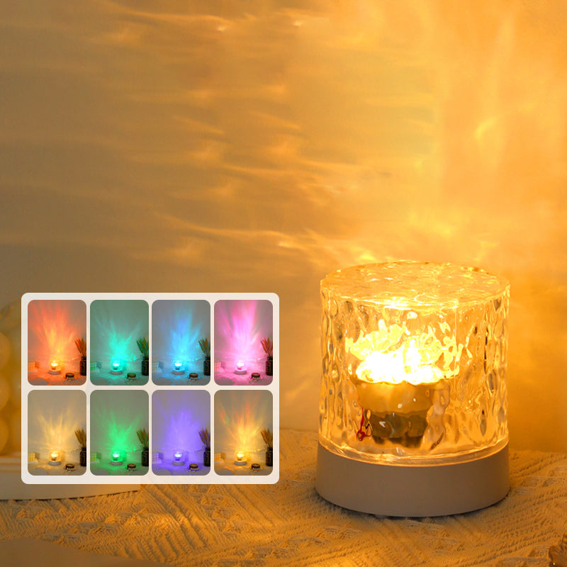 Lampe de table LED en acrylique avec projection cylindrique Art Déco moderne pour chambre 