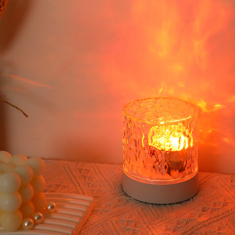 Lampe de table LED en acrylique avec projection cylindrique Art Déco moderne pour chambre 