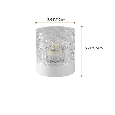 Moderne Art Deco Zylinder Projektion Acryl LED Tischlampe für das Schlafzimmer 