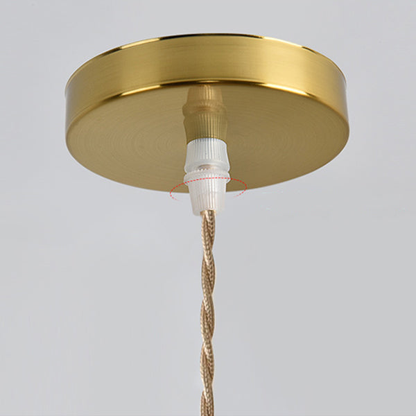 Suspension Luminaire en Cuivre à 1 Lumière avec Dôme Rond Plissé en Verre Vintage Traditionnel pour Chambre 