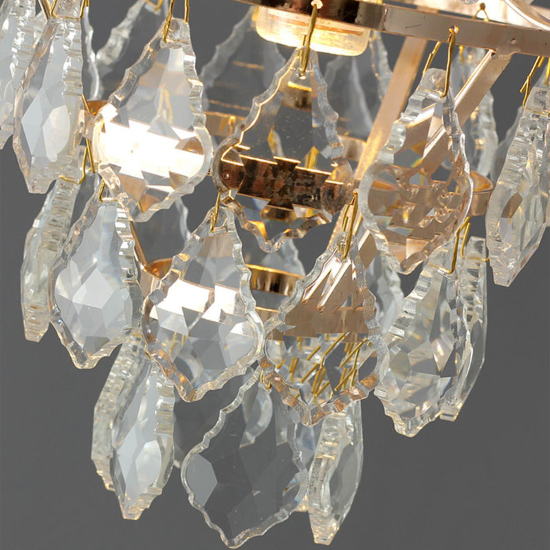 Lustre Plafonnier Semi-Encastré Moderne de Luxe Rond en Cristal avec Cadre en Fer à 1 Lumière pour Salon 