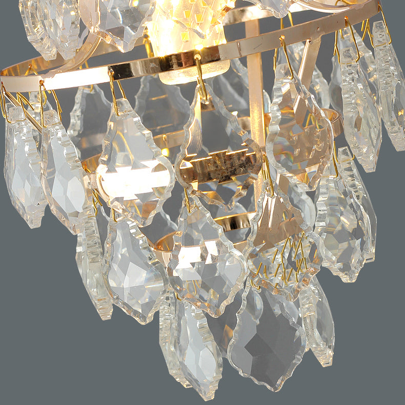 Lustre Plafonnier Semi-Encastré Moderne de Luxe Rond en Cristal avec Cadre en Fer à 1 Lumière pour Salon 