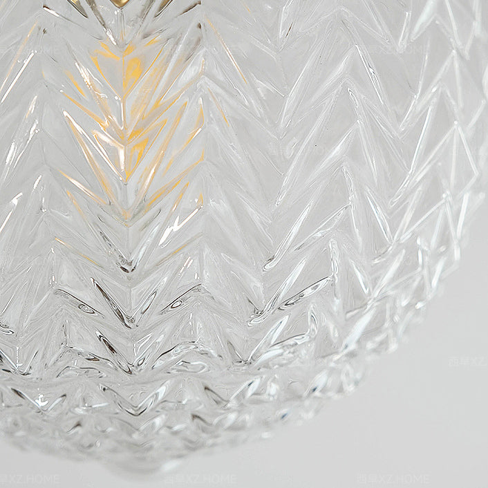 Plafonnier semi-encastré à 1 lumière en bois et verre avec feuille orbe traditionnelle française pour salon 