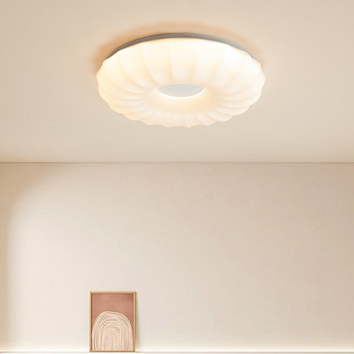 Contemporary Creative Round Cat Paw Cheese Stripe Iron Plastic LED Flush Mount Ceiling Light For Bedroom