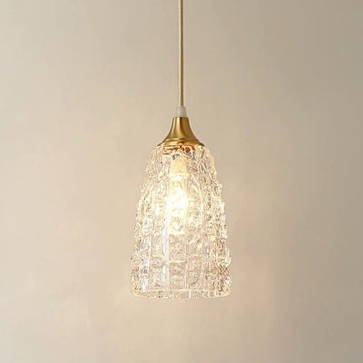 Lustre suspendu en laiton et verre à 1 lumière de forme de coupe de fleur minimaliste moderne pour chambre 
