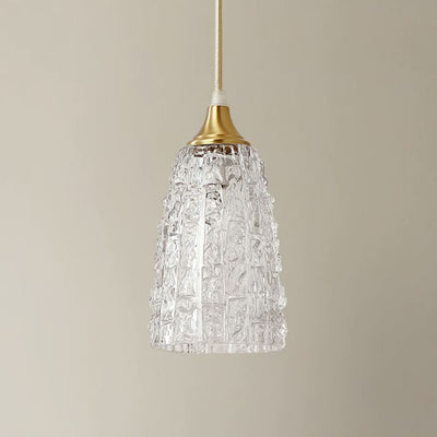 Lustre suspendu en laiton et verre à 1 lumière de forme de coupe de fleur minimaliste moderne pour chambre 