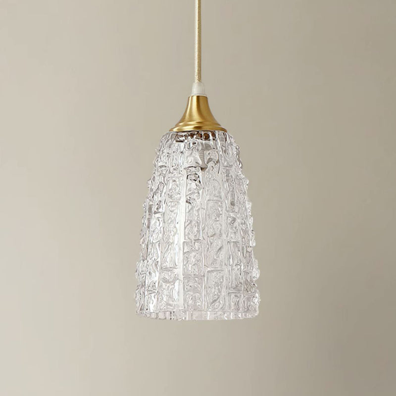 Lustre suspendu en laiton et verre à 1 lumière de forme de coupe de fleur minimaliste moderne pour chambre 