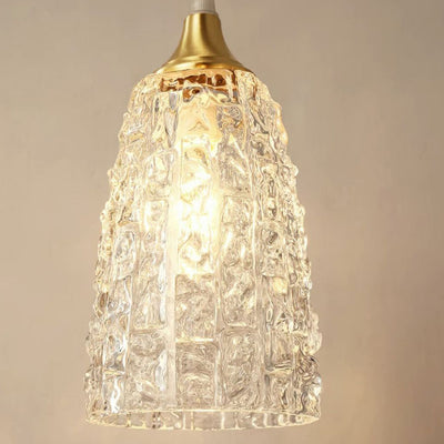 Lustre suspendu en laiton et verre à 1 lumière de forme de coupe de fleur minimaliste moderne pour chambre 