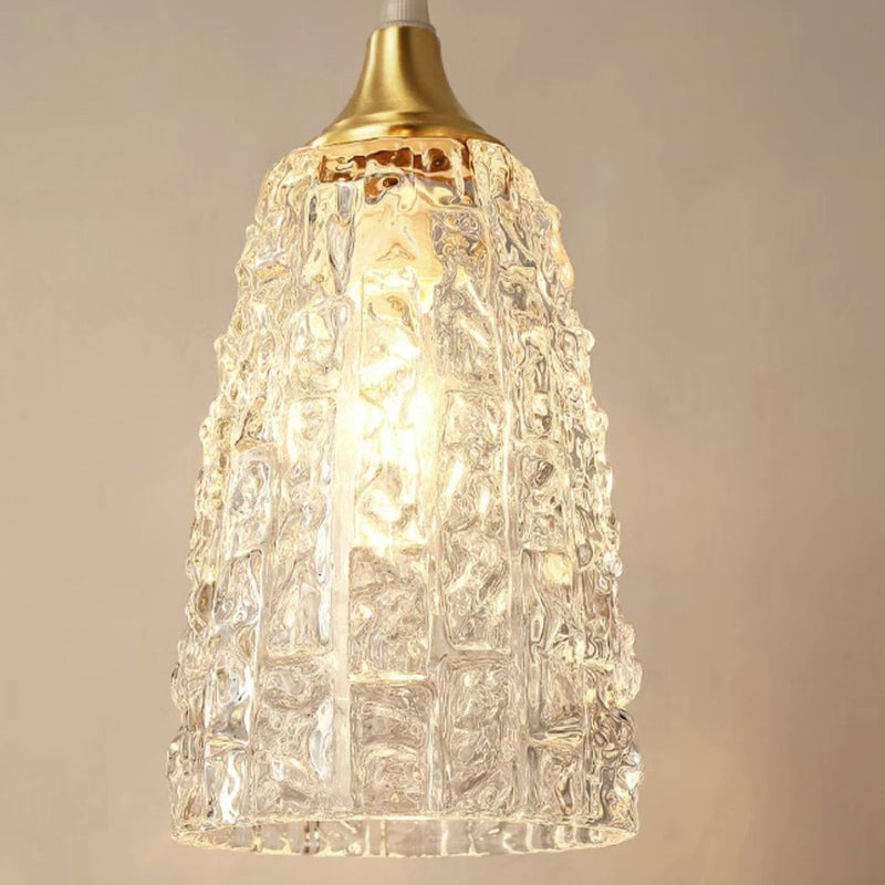 Lustre suspendu en laiton et verre à 1 lumière de forme de coupe de fleur minimaliste moderne pour chambre 
