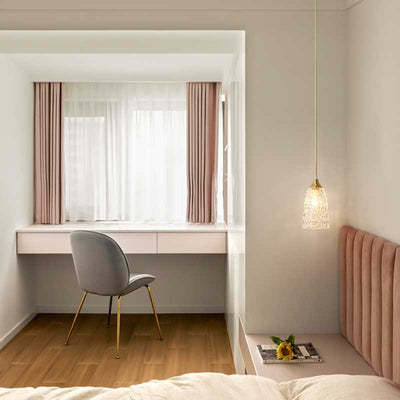 Lustre suspendu en laiton et verre à 1 lumière de forme de coupe de fleur minimaliste moderne pour chambre 