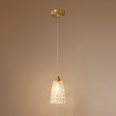 Lustre suspendu en laiton et verre à 1 lumière de forme de coupe de fleur minimaliste moderne pour chambre 